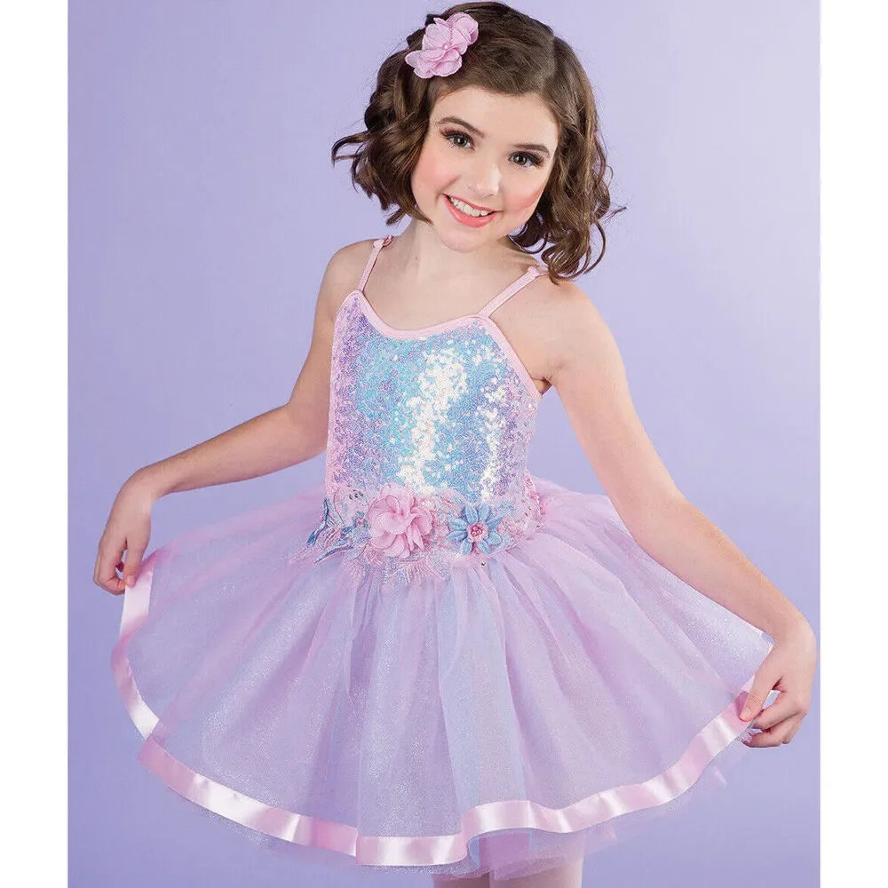 Pre-Owned Dance Costume AWCT V2514Y Medium Child Pink Tutu Ballet Dress Up Sequ